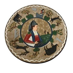 Hand-Painted Folk Art Wall Decor Plate